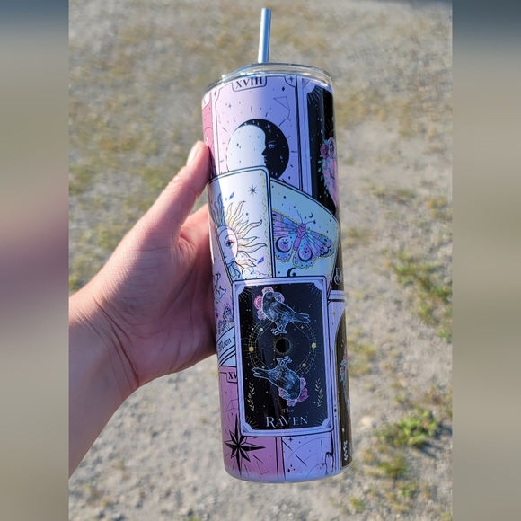Tarot Card 20 oz Pink Tumbler Cup Double Walled Insulated HOT/COLD Drinks New - Picture 3 of 7
